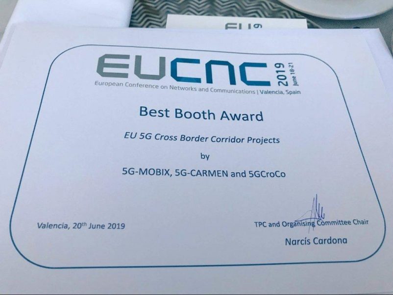 5G-MOBIX, 5GCroco and 5GCARMEN receive the EUCnC Best Booth Award